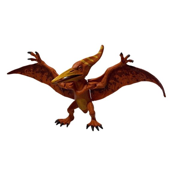 Kid Galaxy Posable Dinosaur Pteranodon -Articulated Wings & Legs Orange & Yellow - Picture 1 of 9
